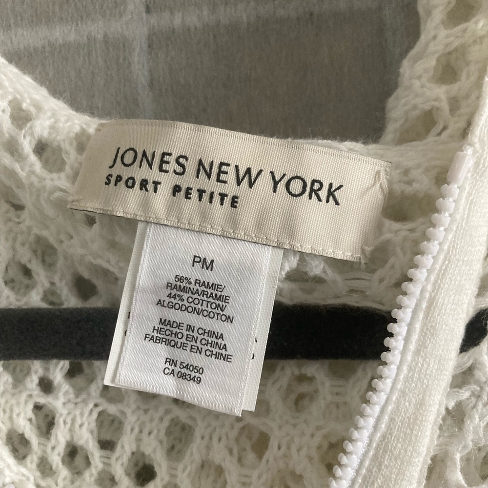 Jones New York Open-Weave Cream Hooded Cardigan - Picture 6 of 6